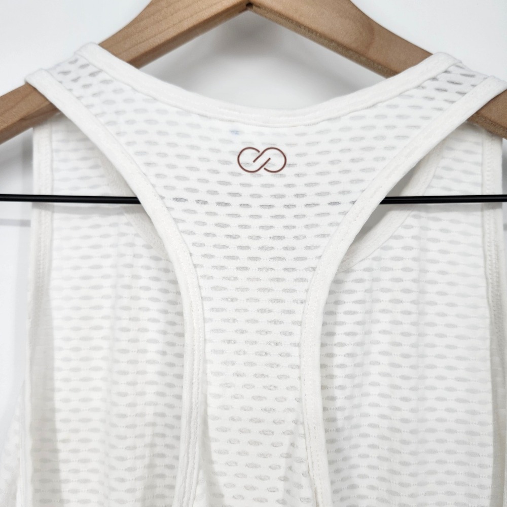 Calia NWT Pure White Overlap Hem Racerback Tank Womens Medium Activewear Workout - Picture 6 of 7